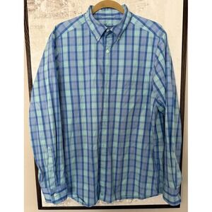 Vineyard Vines Shirt Mens  OTG Brrr On The Go Performance Stretch Blue Plaid MED